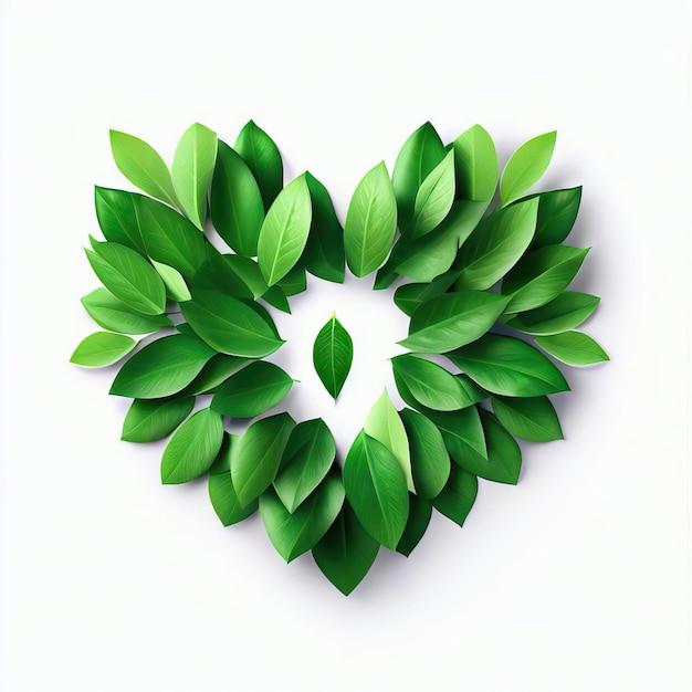 Zielona szepcze serce wykonane z liści Generatywna sztuczna inteligencja
