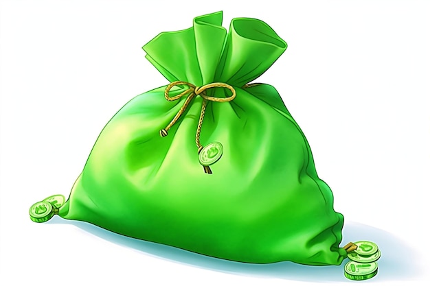 Zdjęcie zielona torba pieniężna izolowana na białym tle generatywna sztuczna inteligencja