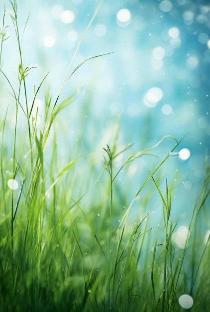 Zielona trawa i bokeh tło Wiosny charakter Nieostrość