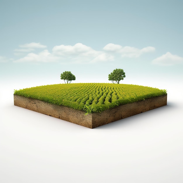 Zielona trawa na białym tle Ilustracja 3D