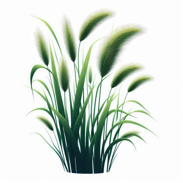 Zdjęcie zielona trawa trzcinowa izolowana na białym tle