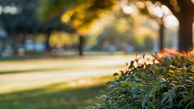 Zielona Trawa W Parku Z światłem Słonecznym I Tłem Bokeh