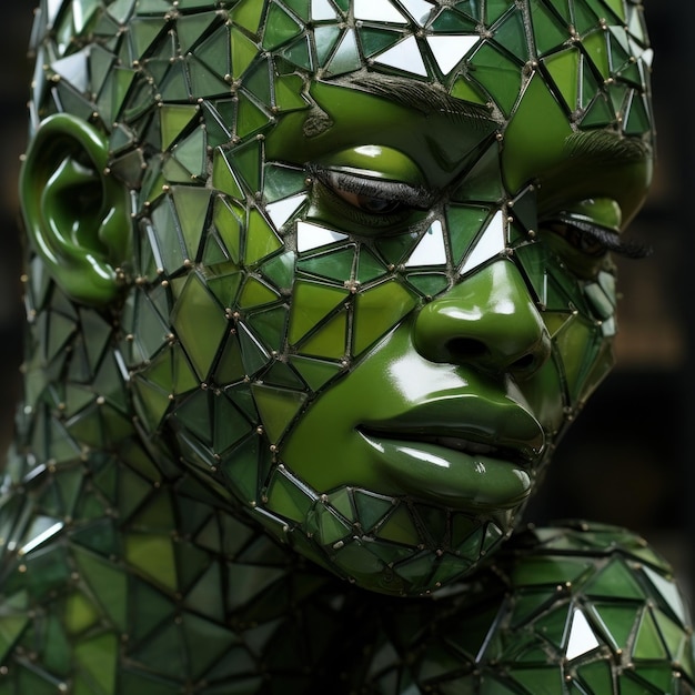 Zielona twarz kobiety zakryta w lustrze