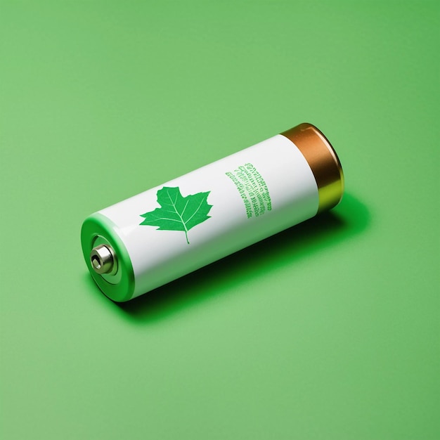 Zdjęcie zielone baterie na solidnym tle koncepcja zdrowej ziemi i energii odnawialnej