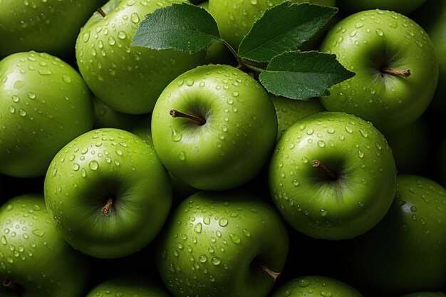 Zdjęcie zielone jabłka, wszystkie doskonale ukształtowane, dojrzałe, dojrzewające w białym, generatywnym ia.