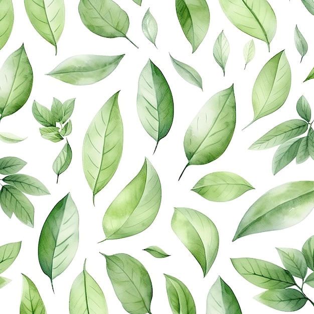 zielone liście akwarela bezszwowe wzór