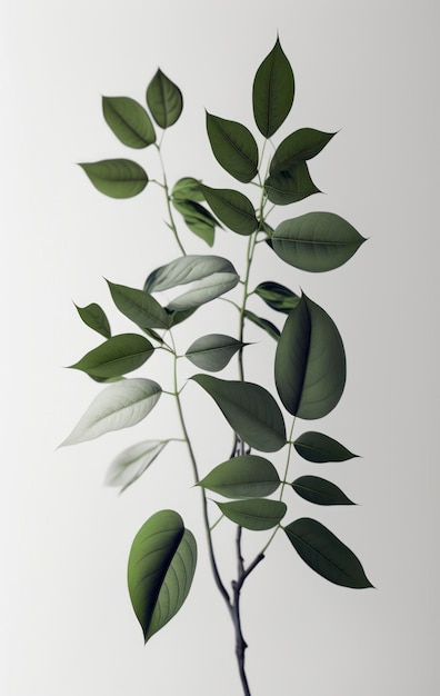 zielone liście na białym tle w stylu minimalistycznych wzorów