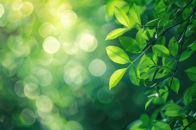 Zielone liście rozmyte i rozmyte światło bokeh abstrakcyjne tło i piękne tło