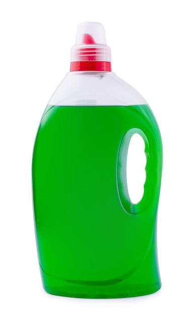 Zielone mydło w płynie lub detergent w plastikowej butelce