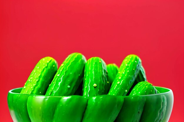 Zdjęcie zielone ogórki warzywo odżywcze pyszne świeże jedzenie tapeta ilustracja tła