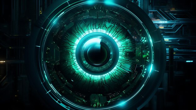 zielone oko obwód cyber przyszłość koncepcja technologii tło Ilustracja generatywnej AI