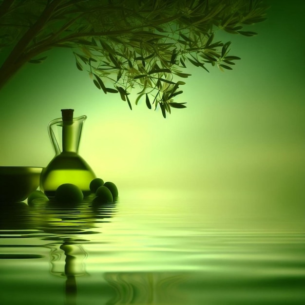 Zielone oliwki Mirage i oliwa z oliwek w spokojnych wodach
