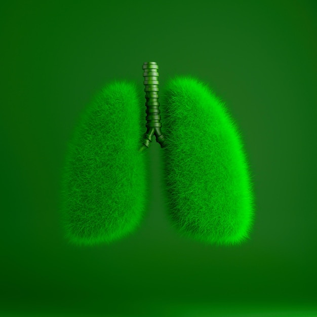 Zielone płuca z teksturą trawy jako koncepcja zanieczyszczenia powietrza i globalnego ocieplenia