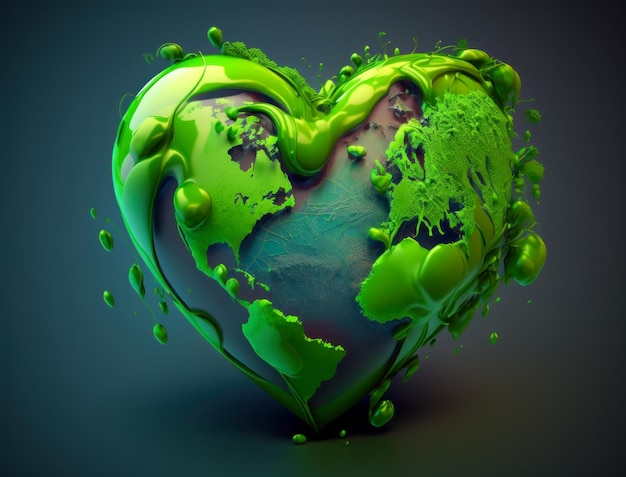 Zielone serce reprezentujące ochronę środowiska stworzone przy użyciu technologii Generative AI
