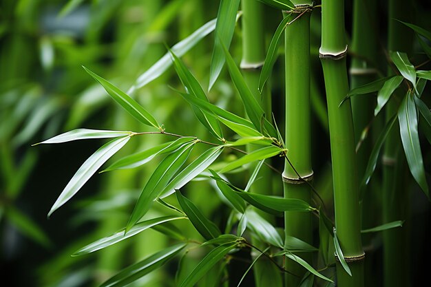 Zielone tło bambusowe AI generowane