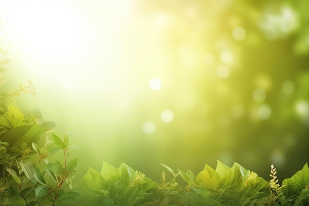 Zielone tło z liśćmi i napisem green na nim