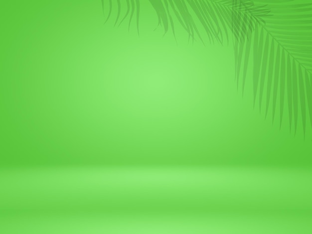 Zielone tło z liśćmi palmowymi i zielone tło.
