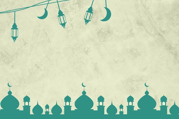 Zdjęcie zielone tło z meczetem i tekstem ramadan