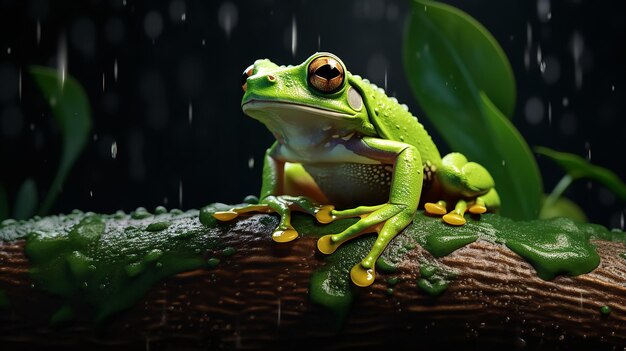 Zielono-biały drzewny żaba deszcz Ai Generative