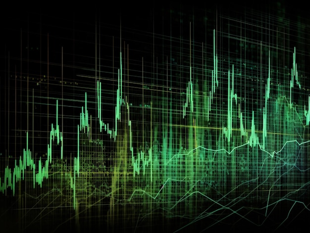 Zielono-czarne tło z wykresem wykresu i napisem „zielony”.