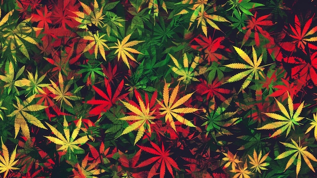 zielono-żółte liście marihuany na tle