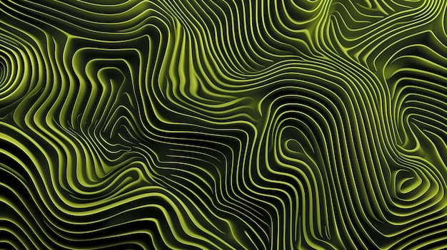 Zielony abstrakcyjny realistyczny 3D topograficzny relief teksturowany warstwami falistymi