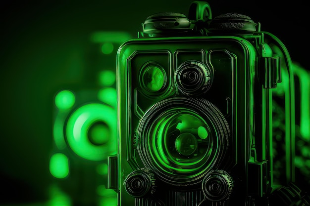 Zielony aparat z napisem „aparat”.
