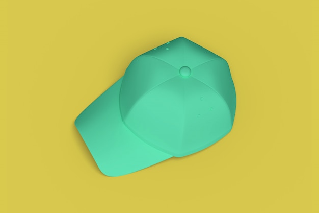 Zielony baseballa kapelusz na żółtym tło abstrakta wizerunku