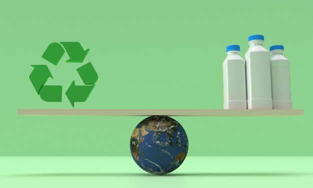 Zielony kolor recykling gradient butelka woda ziemia świat planeta globalny symbol dekoracja świat oszczędzanie wody ziemia ekologia czysta energia moc środowisko naturalne zanieczyszczenie organiczne international3d renderowanie