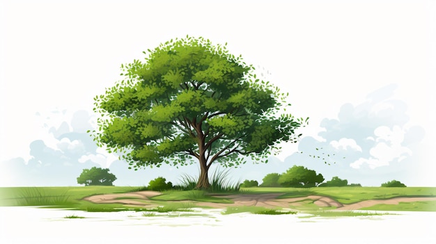 Zdjęcie zielony krzew i łąka odizolowane na białym tle