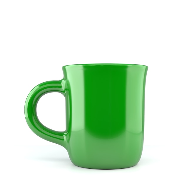 Zielony kubek na białym tle - ilustracja 3D