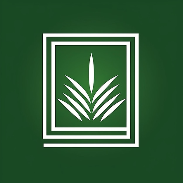 Zdjęcie zielony kwadrat z białą rośliną w środku generatywny ai