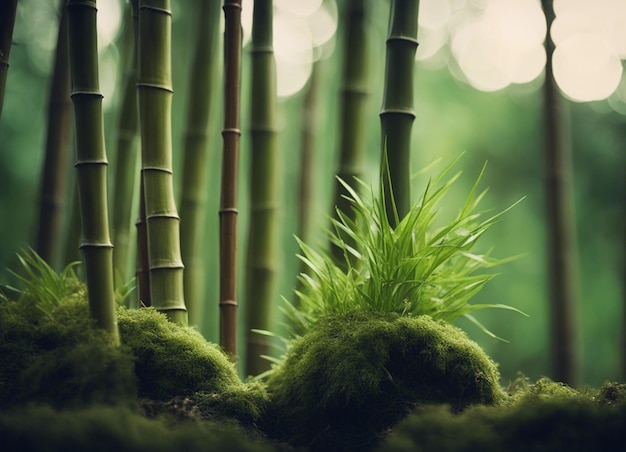 Zdjęcie zielony las bambusowy w świetle dnia