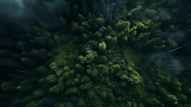 Zdjęcie zielony las z lasem w tle