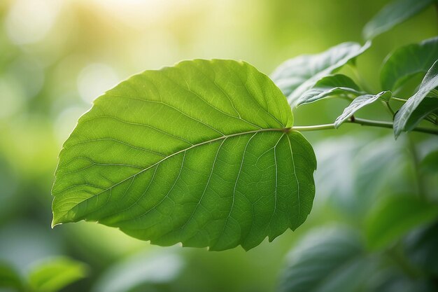 Zielony Liść Na Rozmytym Zielonym Tlepiękna Tekstura Liści W świetle Słonecznymtło Naturalne Zielone Roślinyekologia Krajobrazuzbliżony Widok Przyrody Z Wolnym Miejscem Dla Tekstuzielone Tło