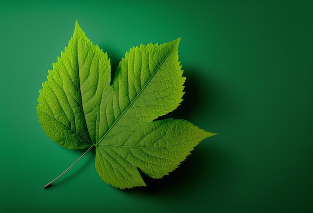 Zielony liść na zielonym tle Generative AI