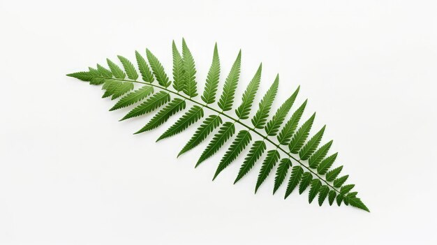 Zdjęcie zielony liść paproci na białym tle na białym tle koncepcja dekoracyjnej sylwetki suszonych liści roślin