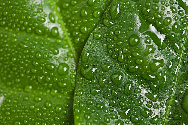 Zielony Liść Z Kroplami Wody