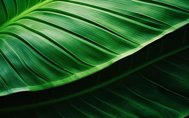 Zielony liść ze słowem banan