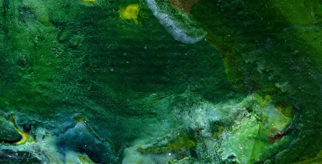 Zielony Obraz Abstrakcyjny, Styl Płynnej Sztuki Malowany Olejem