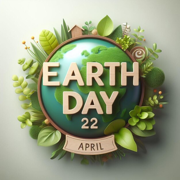 zielony plakat Ziemi z zielonym tłem i słowami Dzień Ziemi