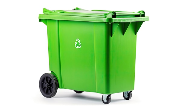 Zielony pojemnik do recyklingu izolowany na białym tle Generative Ai