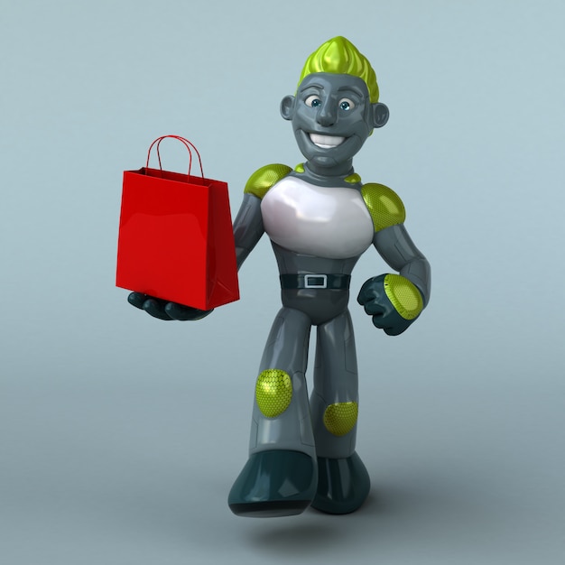 Zielony robot - 3D ilustracja