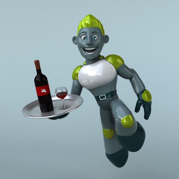 Zielony robot - 3D ilustracja