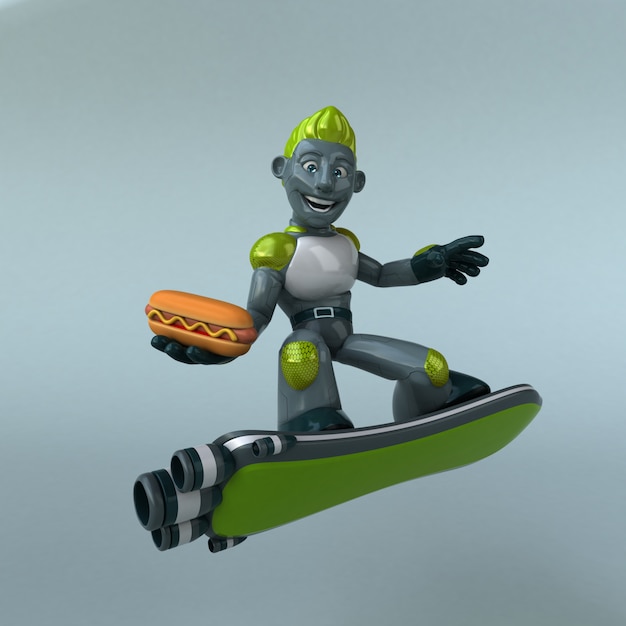 Zielony robot - 3D ilustracja