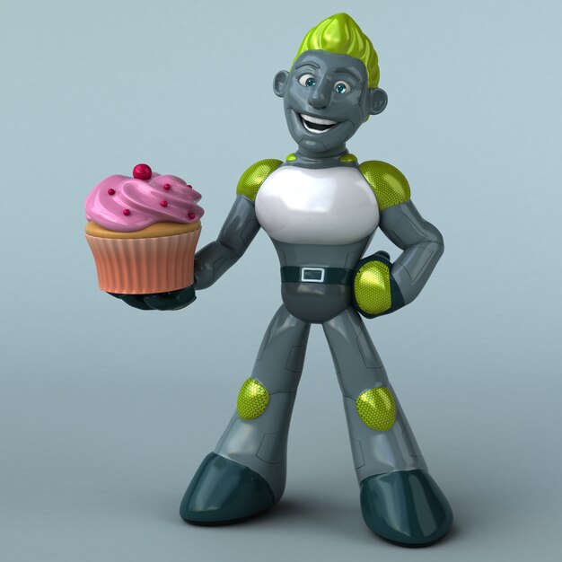 Zielony robot - 3D ilustracja