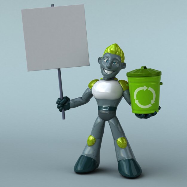 Zielony robot - 3D ilustracja