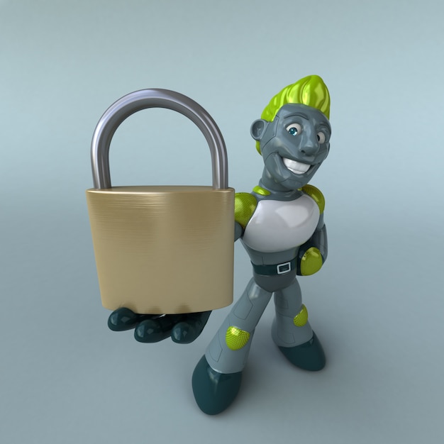 Zielony robot - 3D ilustracja