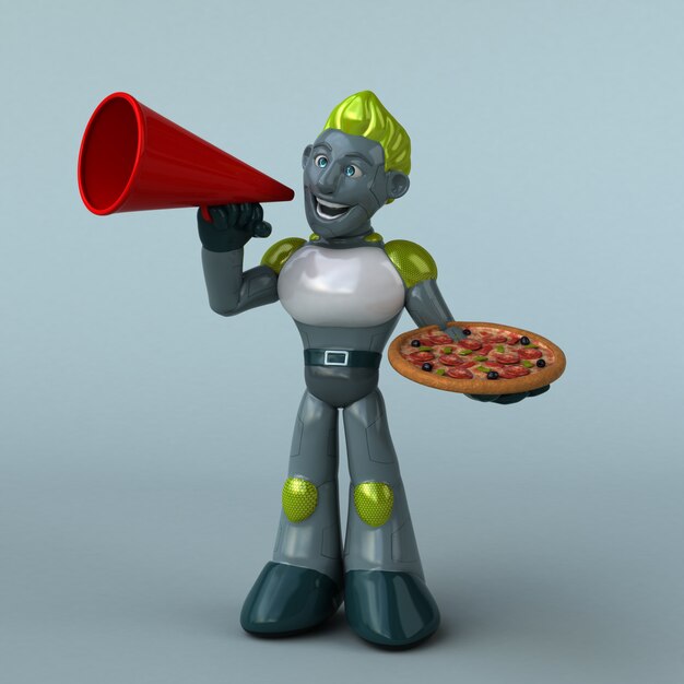 Zielony robot - 3D ilustracja