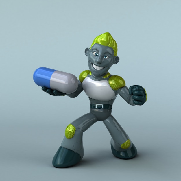 Zdjęcie zielony robot - 3d ilustracja